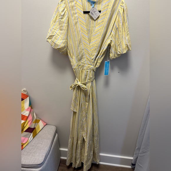 NWT Draper James yellow and blue striped maxi dress SIZE L - Picture 1 of 3